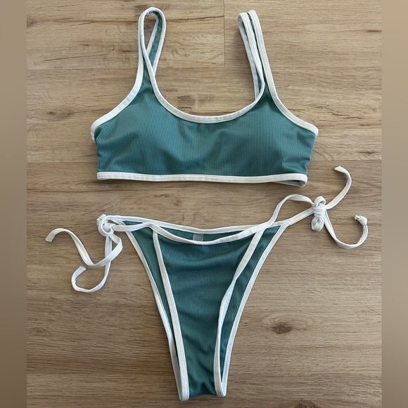Zaful Teal and White Bikini Set - Picture 2 of 6